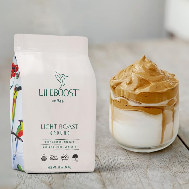 Lifeboost Light Roast Ground Coffee - Non-GMO Single Origin Low Acid Organic Light Roast Coffee - Third Party Tested For Mycotoxins & Pesticides - Ground - 12 Ounces - Image 2